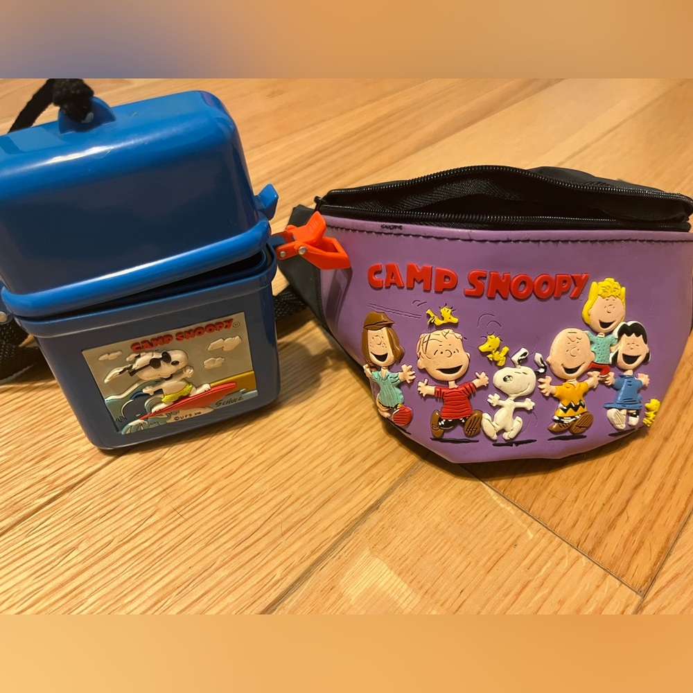 Camp Snoopy Fanny Pack & Blue Storage Box